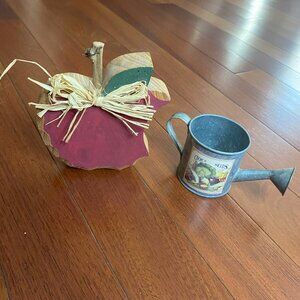 Vintage 90's Country Decor apple and Tin Water Can